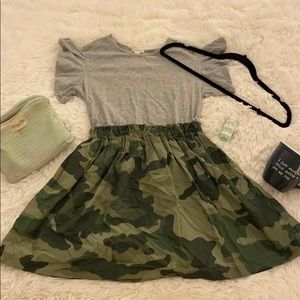 Army print and grey dress